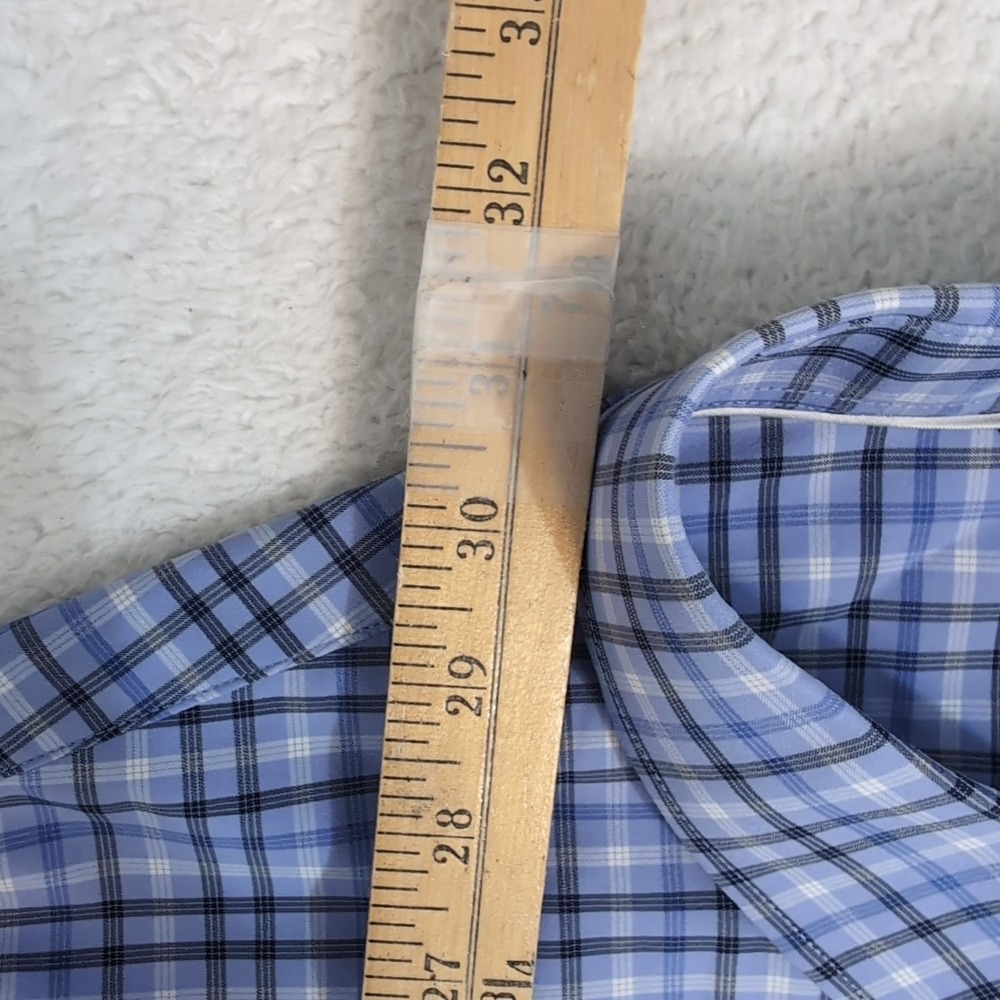 Dunning Shirt Mens 2XL Blue Plaid Button Down Performance Nylon Stretch Comfort - Picture 5 of 10